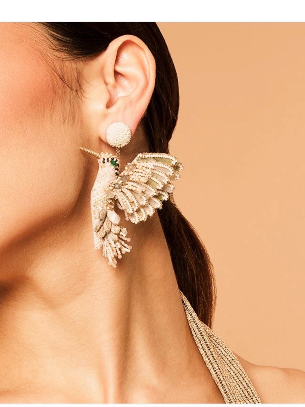 Deepa Gurnani Hummingbird Earrings in Ivory NWT - Picture 11 of 11